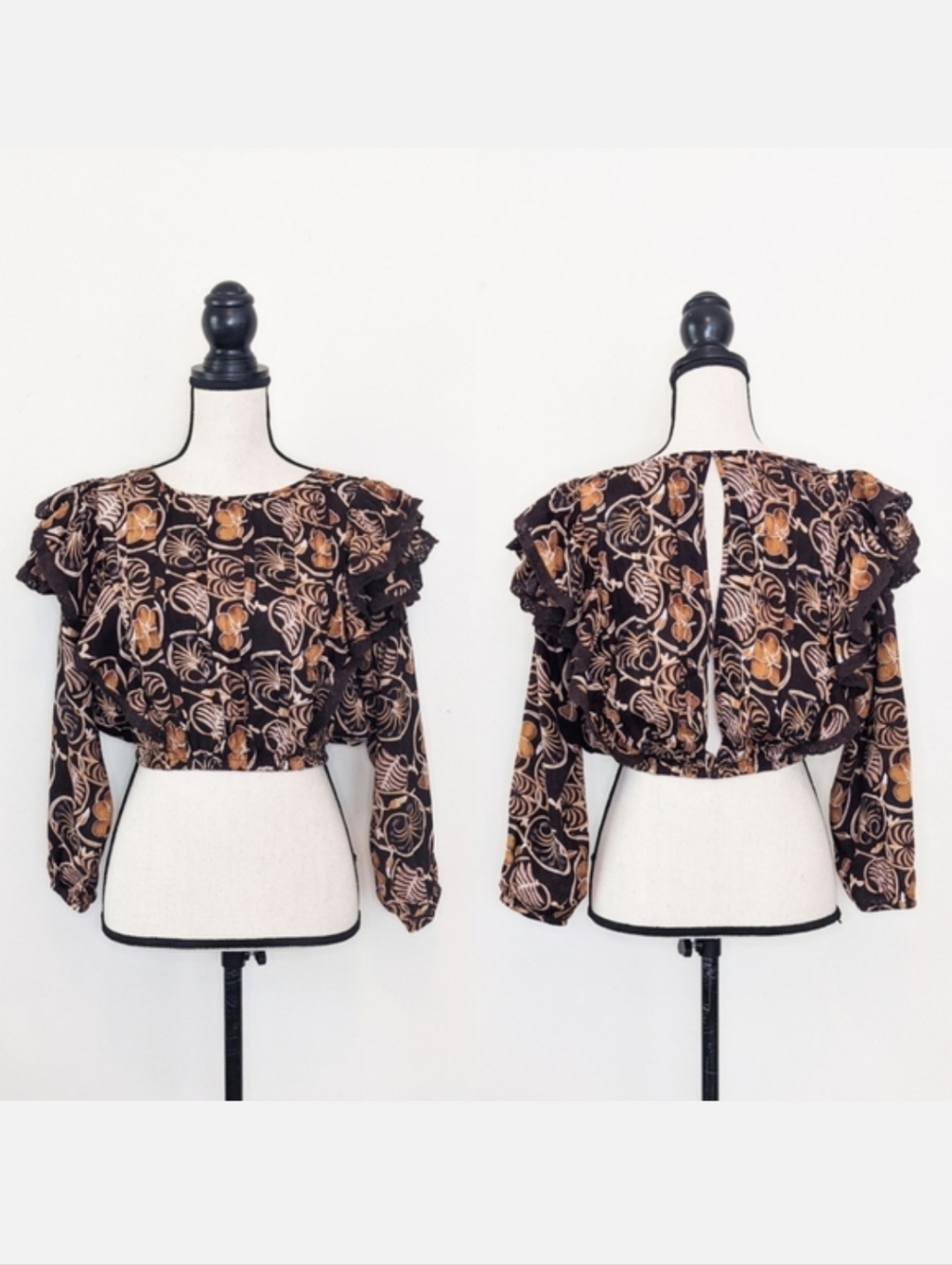 Last Nwt Kopal Handmade Ruffled Floral Blouse, Size Large